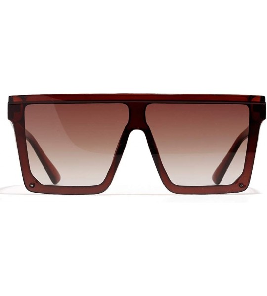 Square Men Square Sunglasses for Women Oversized Sun Glasses for Men Uv400 One Piece Lens - Brown - CW18X24MC9Y $19.87