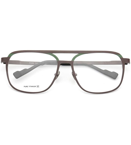 Aviator Mens Womens Pure Titanium Retro Double Bridge Full-Rim Aviator Eyeglass Frames - Brown/Green - C9192987O0O $61.34