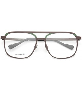 Aviator Mens Womens Pure Titanium Retro Double Bridge Full-Rim Aviator Eyeglass Frames - Brown/Green - C9192987O0O $61.34