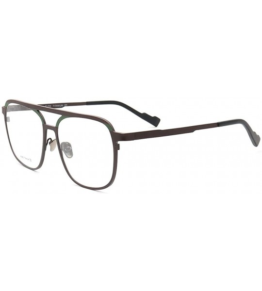 Aviator Mens Womens Pure Titanium Retro Double Bridge Full-Rim Aviator Eyeglass Frames - Brown/Green - C9192987O0O $61.34