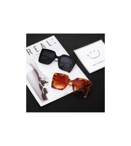 Oval 2 Pairs Oversized Square Sunglasses Women Fashion Square Frame Glasses Eyewear - C11974IR2Z8 $23.57