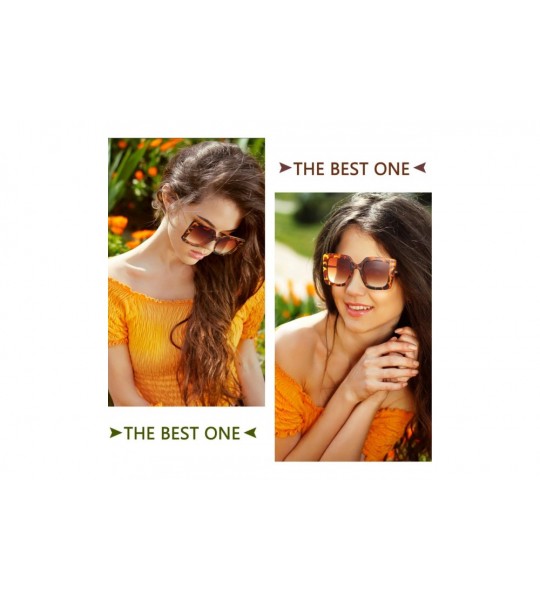 Oval 2 Pairs Oversized Square Sunglasses Women Fashion Square Frame Glasses Eyewear - C11974IR2Z8 $23.57