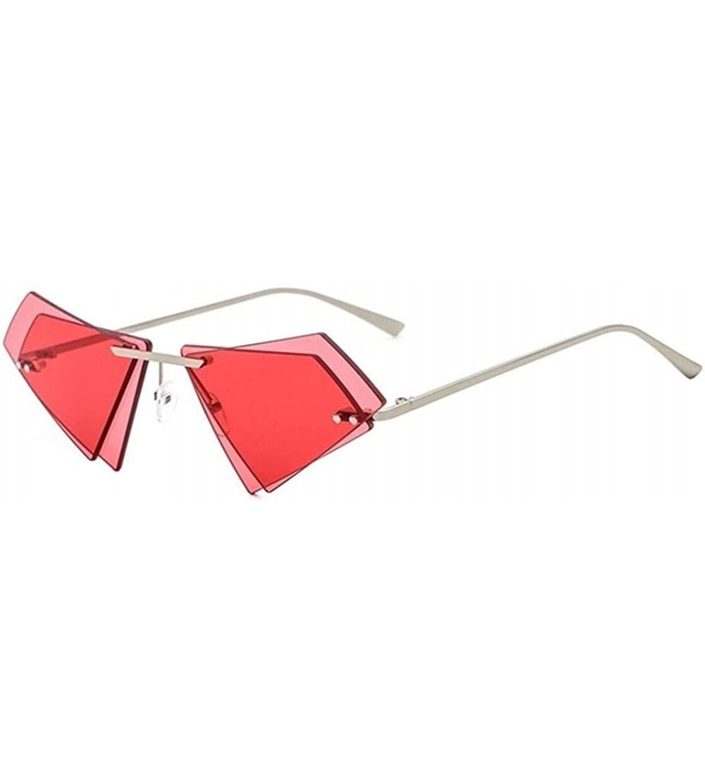 Rimless Rimless Sunglasses Triangle Glasses - C4 Sliver Red - C4198NX8DWA $25.52
