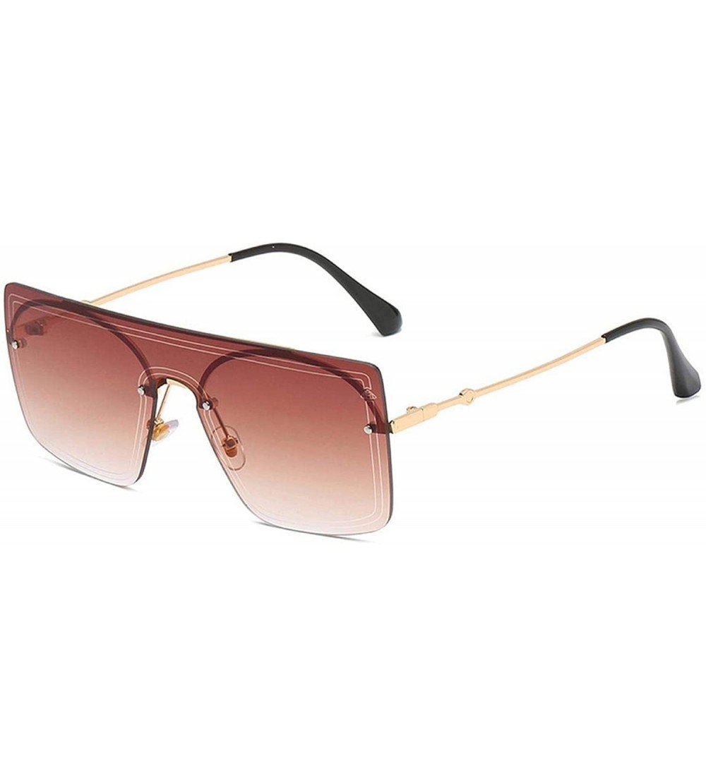 Semi-rimless Fashion Sunglasses Women 2020 Vintage Frameless Sun Glasses Luxury Gradient Men Shades Eyewear - Brown - CU198ZT...