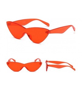 Rimless One Piece Lens Sunglasses Women Candy Color Cat Eye Sun Glasses for Ladies Gift - Red and Black - C318KMM3X6Q $22.92