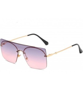 Semi-rimless Fashion Sunglasses Women 2020 Vintage Frameless Sun Glasses Luxury Gradient Men Shades Eyewear - Brown - CU198ZT...