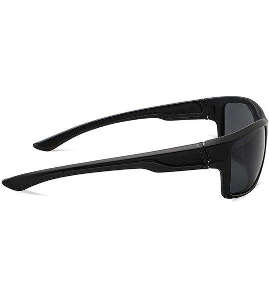 Sport Polarized Sports Sunglasses for Men Women for Running Fishing Driving CS-MJ8014 - Black+blue - CA18ZLL2CKZ $29.37