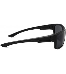 Sport Polarized Sports Sunglasses for Men Women for Running Fishing Driving CS-MJ8014 - Black+blue - CA18ZLL2CKZ $29.37