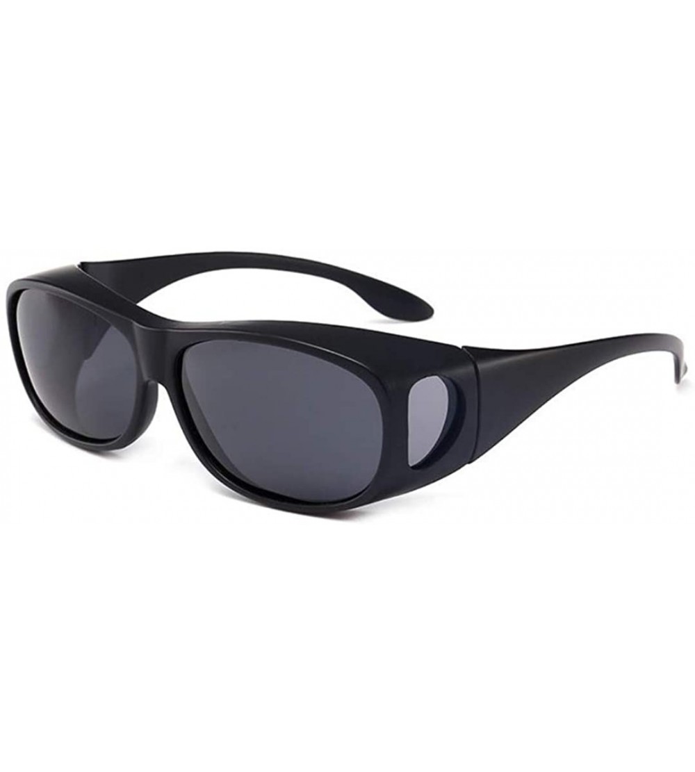 Sport Lens Cover Sunglasses for Men- Women and Gift Large Size- Polarized! (Black) -1 Pack - CW18L3XOL9C $19.92