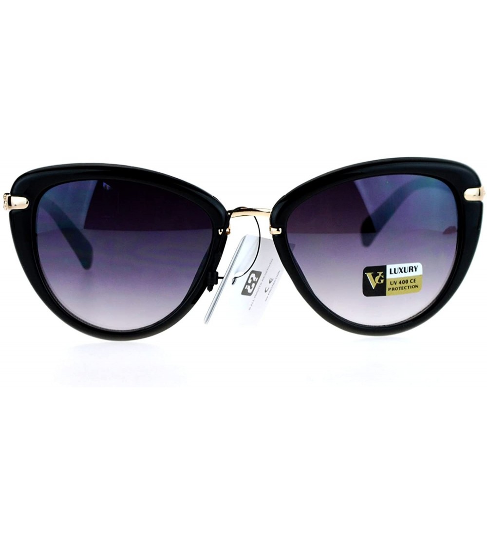 Cat Eye Luxury Designer Womens Cat Eye Sunglasses - Black Smoke - CQ12M1U5KXZ $22.43