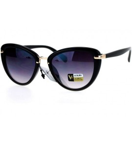 Cat Eye Luxury Designer Womens Cat Eye Sunglasses - Black Smoke - CQ12M1U5KXZ $22.43