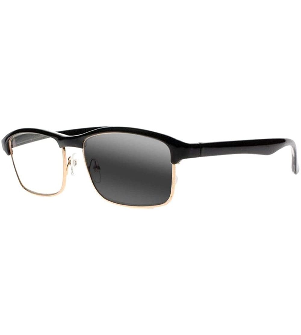 Rectangular Mens Metal Half Transition Photochromic Bifocal UV400 Sunglasses Reading Glasses - Black - CN18K6CN5QG $41.75