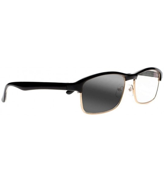 Rectangular Mens Metal Half Transition Photochromic Bifocal UV400 Sunglasses Reading Glasses - Black - CN18K6CN5QG $41.75