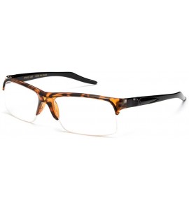 Square Newbee Fashion-"Slim Rivera" Half Frame Spring Temple Reading Glasses - Tortoise - C7127DQ57R1 $18.00