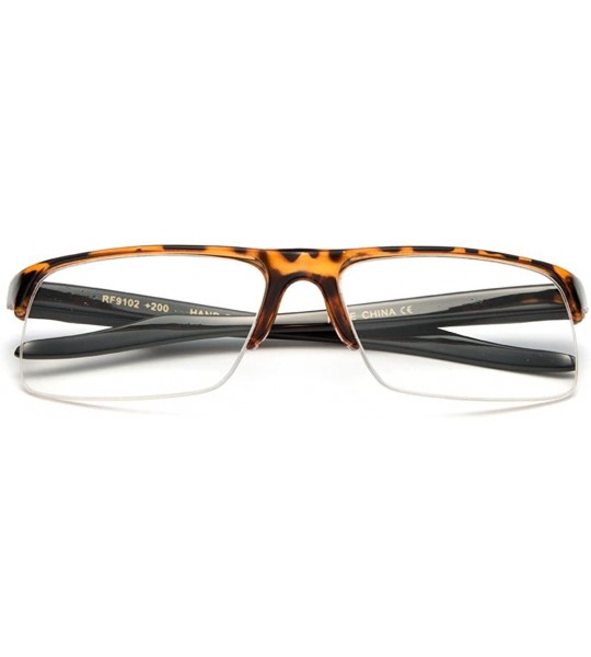 Square Newbee Fashion-"Slim Rivera" Half Frame Spring Temple Reading Glasses - Tortoise - C7127DQ57R1 $18.00