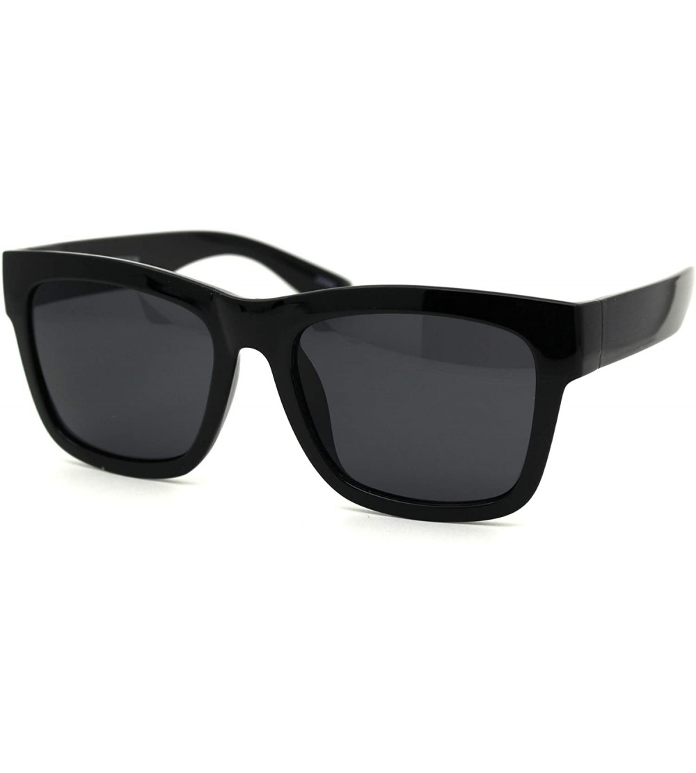 Oversized Classic Retro Thick Plastic Horn Rim Hipster Sunglasses - Shiny Black - C018XO2HWY3 $18.01