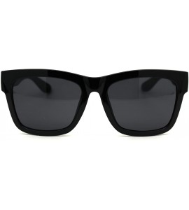 Oversized Classic Retro Thick Plastic Horn Rim Hipster Sunglasses - Shiny Black - C018XO2HWY3 $18.01