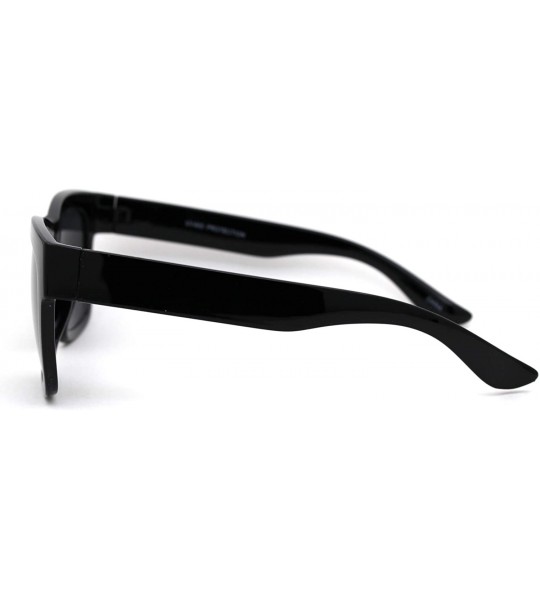 Oversized Classic Retro Thick Plastic Horn Rim Hipster Sunglasses - Shiny Black - C018XO2HWY3 $18.01