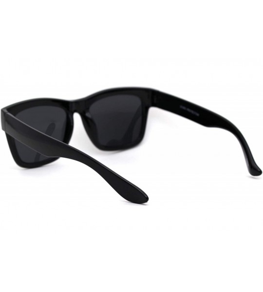 Oversized Classic Retro Thick Plastic Horn Rim Hipster Sunglasses - Shiny Black - C018XO2HWY3 $18.01