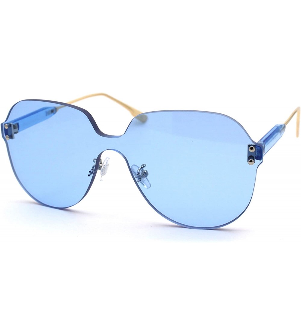 Shield Womens Rimless Exposed Lens Oversize Shield Butterfly Sunglasses - Blue - C518UWM93AG $26.20