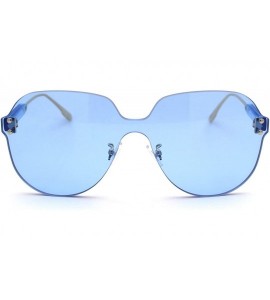 Shield Womens Rimless Exposed Lens Oversize Shield Butterfly Sunglasses - Blue - C518UWM93AG $26.20