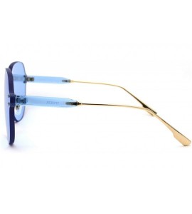 Shield Womens Rimless Exposed Lens Oversize Shield Butterfly Sunglasses - Blue - C518UWM93AG $26.20