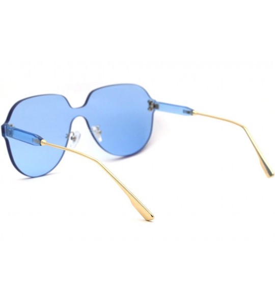 Shield Womens Rimless Exposed Lens Oversize Shield Butterfly Sunglasses - Blue - C518UWM93AG $26.20