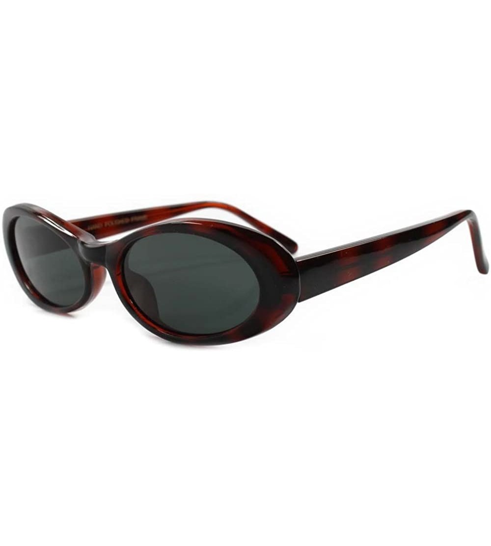 Oval Old School Classic Vintage 70s 80s Oval Sunglasses - Brown - CL18ECEO28T $22.73