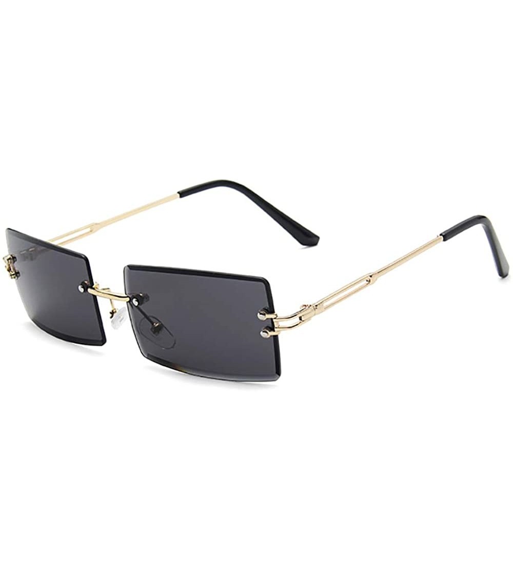 Rimless Square Ultra-Small Frame sunglasses for Women Men Rectangle Retro see through lens rimless sunglasses - 6 - CP1985GEL...