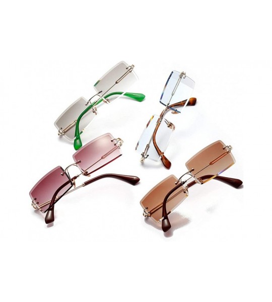 Rimless Square Ultra-Small Frame sunglasses for Women Men Rectangle Retro see through lens rimless sunglasses - 6 - CP1985GEL...