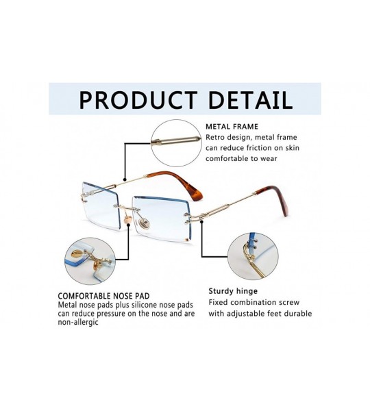 Rimless Square Ultra-Small Frame sunglasses for Women Men Rectangle Retro see through lens rimless sunglasses - 6 - CP1985GEL...