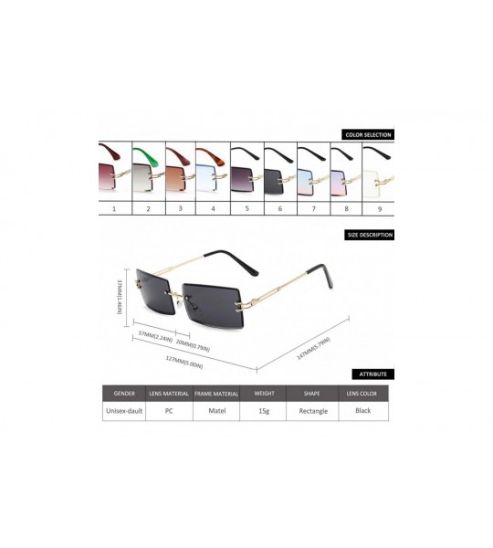 Rimless Square Ultra-Small Frame sunglasses for Women Men Rectangle Retro see through lens rimless sunglasses - 6 - CP1985GEL...