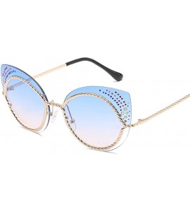 Rimless Women Rhinestone Cat Eye Sunglasses Retro Unique Sun Glasses Shades Lens Eyewear UV400 Sunglasses 004 - CX18Y8ZW879 $...