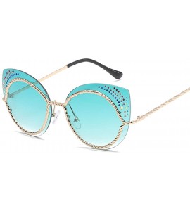 Rimless Women Rhinestone Cat Eye Sunglasses Retro Unique Sun Glasses Shades Lens Eyewear UV400 Sunglasses 004 - CX18Y8ZW879 $...