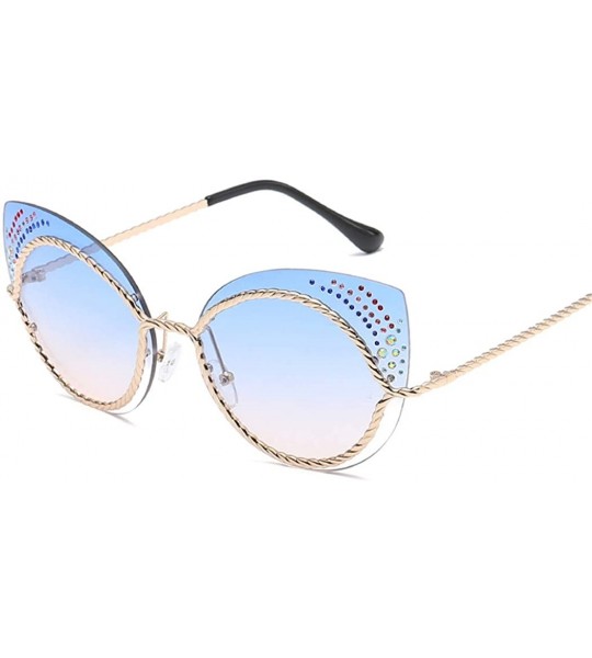 Rimless Women Rhinestone Cat Eye Sunglasses Retro Unique Sun Glasses Shades Lens Eyewear UV400 Sunglasses 004 - CX18Y8ZW879 $...