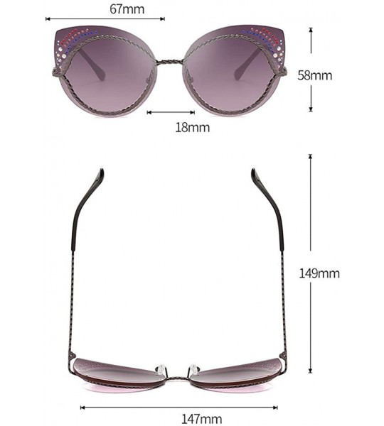 Rimless Women Rhinestone Cat Eye Sunglasses Retro Unique Sun Glasses Shades Lens Eyewear UV400 Sunglasses 004 - CX18Y8ZW879 $...