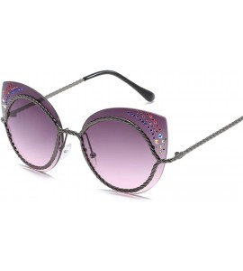 Rimless Women Rhinestone Cat Eye Sunglasses Retro Unique Sun Glasses Shades Lens Eyewear UV400 Sunglasses 004 - CX18Y8ZW879 $...