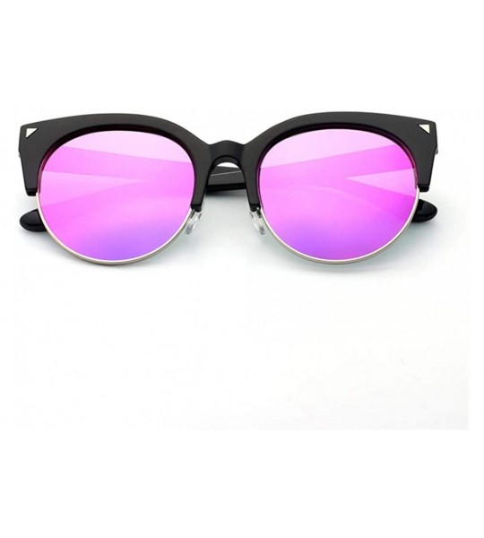 Sport New Retro New Sunglasses Female Round Half Frame Hd Polarized Sunglasses - CW18T2ILWAO $36.13