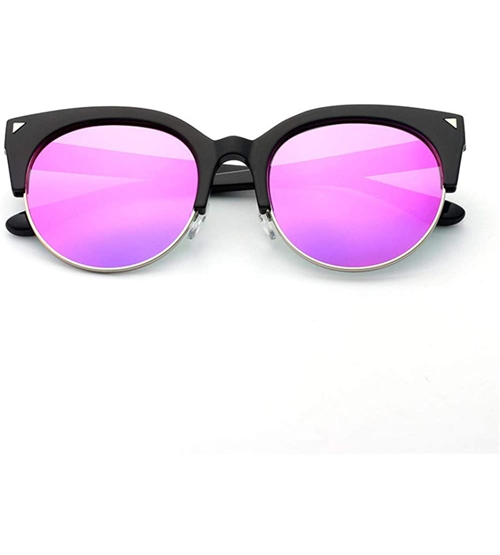 Sport New Retro New Sunglasses Female Round Half Frame Hd Polarized Sunglasses - CW18T2ILWAO $36.13