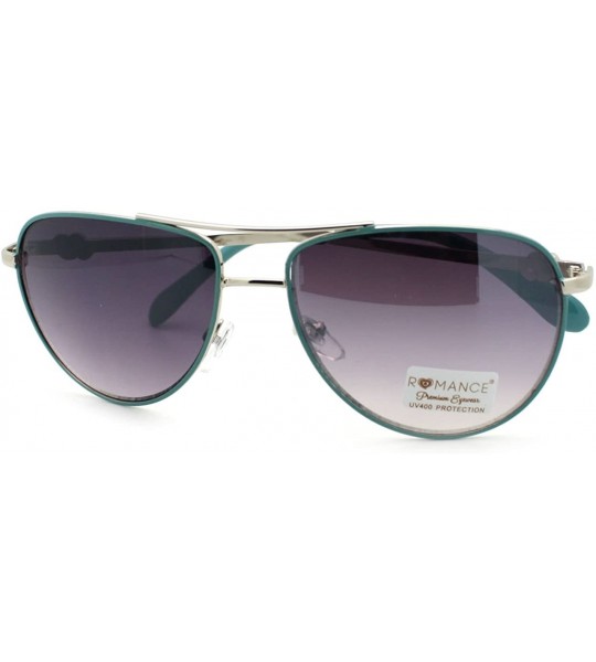 Aviator Women's Aviator Sunglasses Classic Color Metal Aviators - Blue - CT11S0WHMUX $17.76