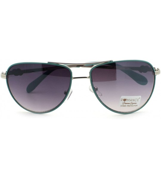 Aviator Women's Aviator Sunglasses Classic Color Metal Aviators - Blue - CT11S0WHMUX $17.76