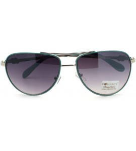 Aviator Women's Aviator Sunglasses Classic Color Metal Aviators - Blue - CT11S0WHMUX $17.76