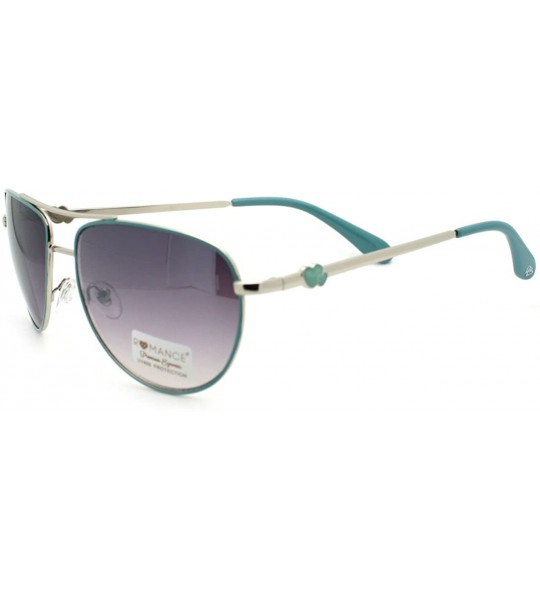 Aviator Women's Aviator Sunglasses Classic Color Metal Aviators - Blue - CT11S0WHMUX $17.76