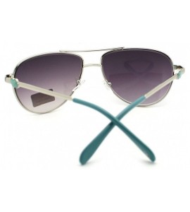 Aviator Women's Aviator Sunglasses Classic Color Metal Aviators - Blue - CT11S0WHMUX $17.76