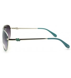 Aviator Women's Aviator Sunglasses Classic Color Metal Aviators - Blue - CT11S0WHMUX $17.76