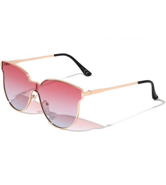 Cat Eye One Piece Geometric Designer Cat Eye Oceanic Color Sunglasses - Red Blue - CQ197LYDY3T $27.25