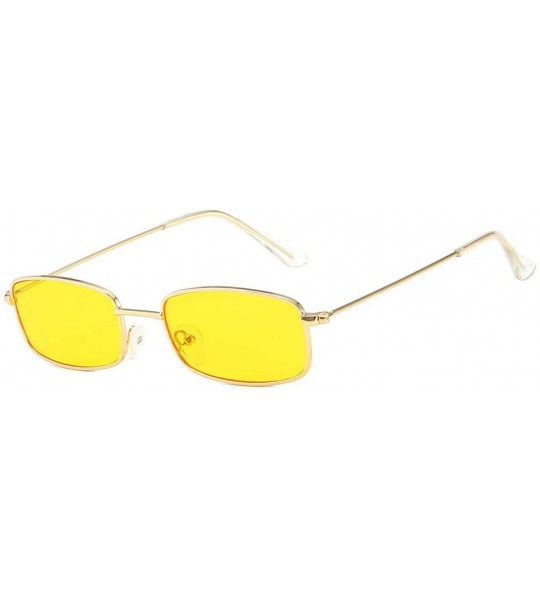 Rectangular Polarized Sunglasses Women Men Retro Brand Sun Glasses - Yellow - CD18UIGWSYT $17.99