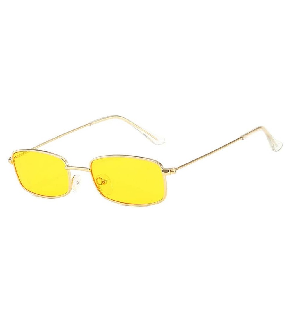 Rectangular Polarized Sunglasses Women Men Retro Brand Sun Glasses - Yellow - CD18UIGWSYT $17.99