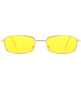 Rectangular Polarized Sunglasses Women Men Retro Brand Sun Glasses - Yellow - CD18UIGWSYT $17.99