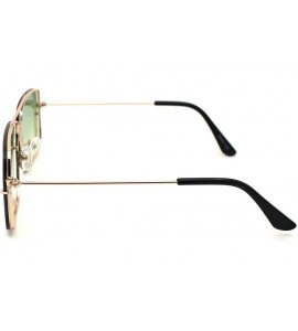 Rimless Mens Rectangular Exposed Mirror Lens Rimless Fashion Sunglasses - Gold Green Mirror - CO190RHUMW4 $22.86